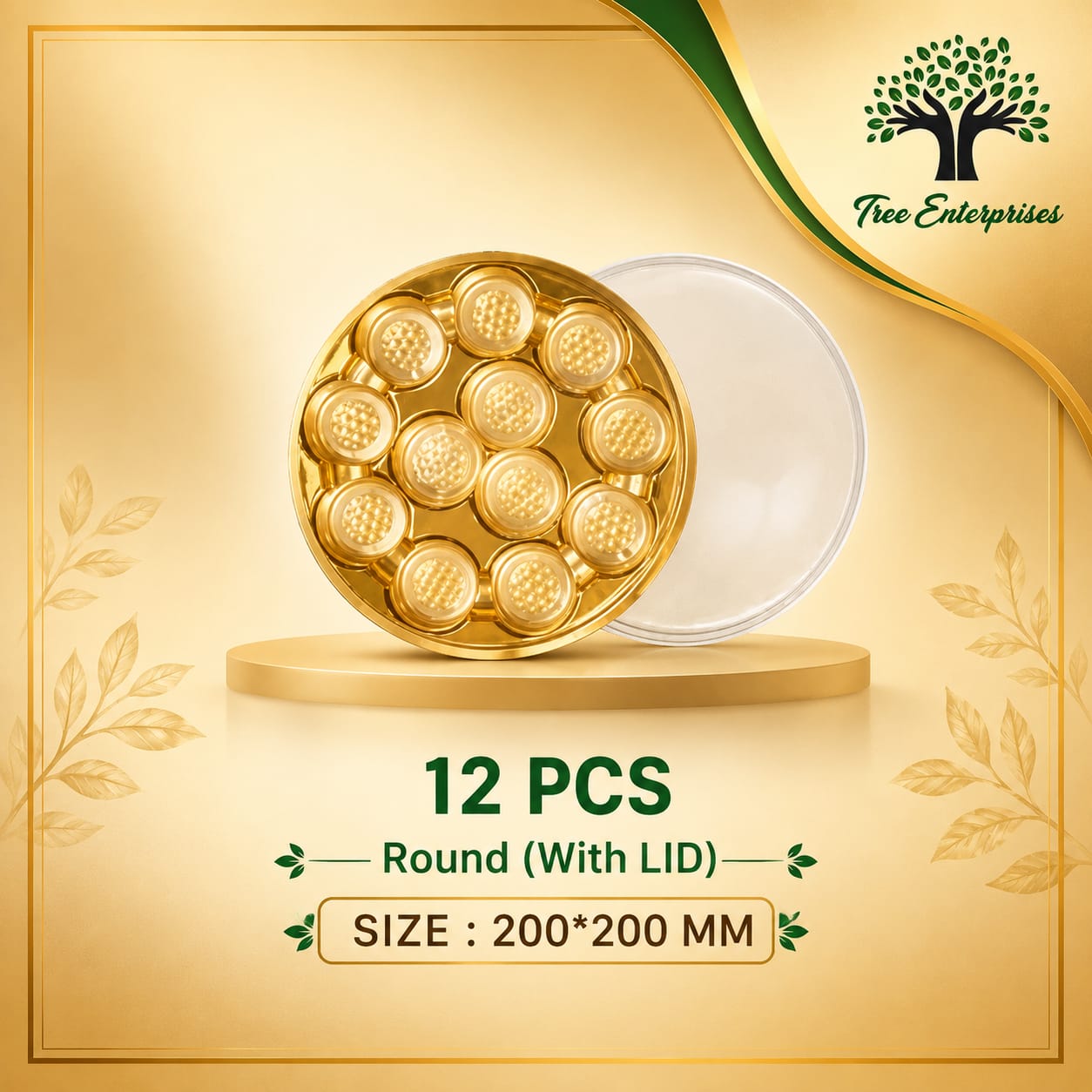 12 PCS ROUND WITH LID SIZE 200*200MM